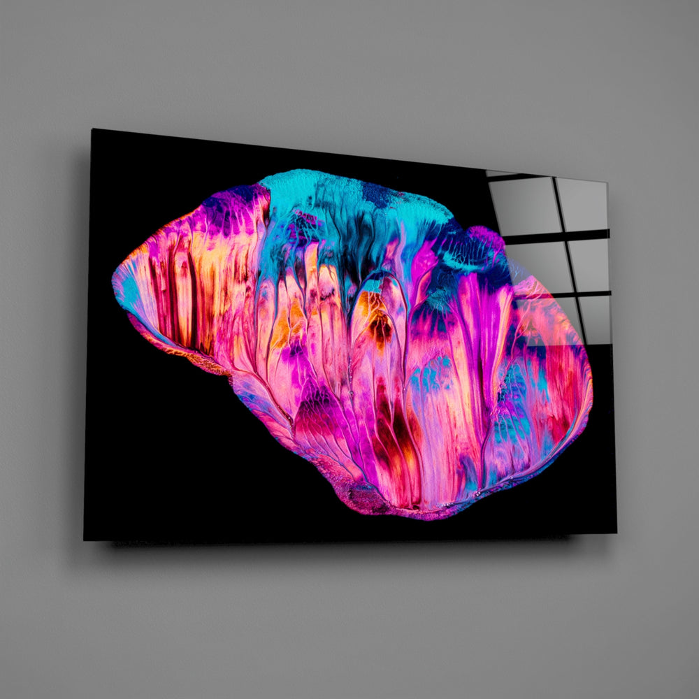 Magenta-cascade panel bringing romantic motion to a contemporary living space