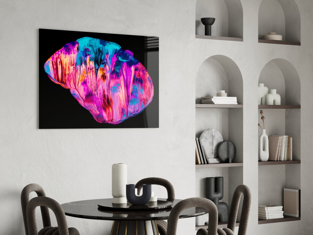 Abstract Pink panel adding editorial mood to a dressing area