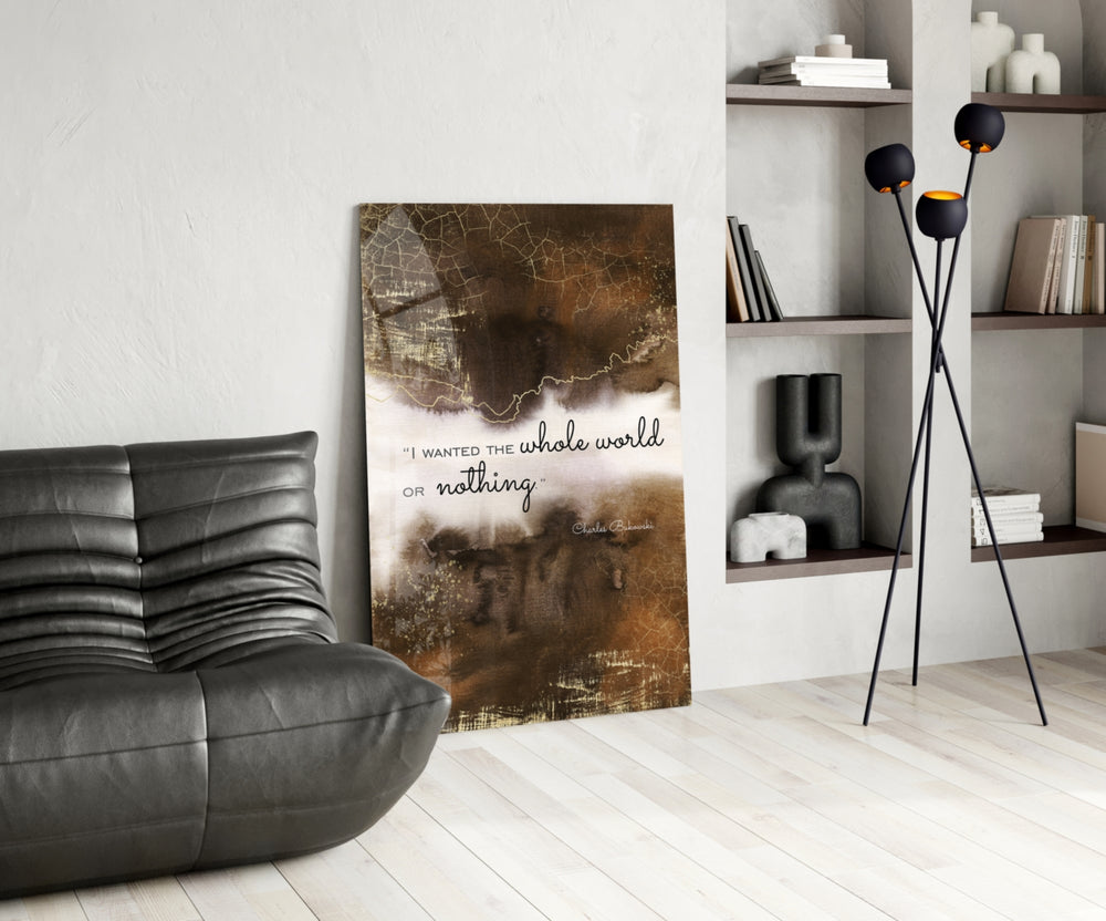 Bukowski Quotes panel adding introspective pulse to a reading nook