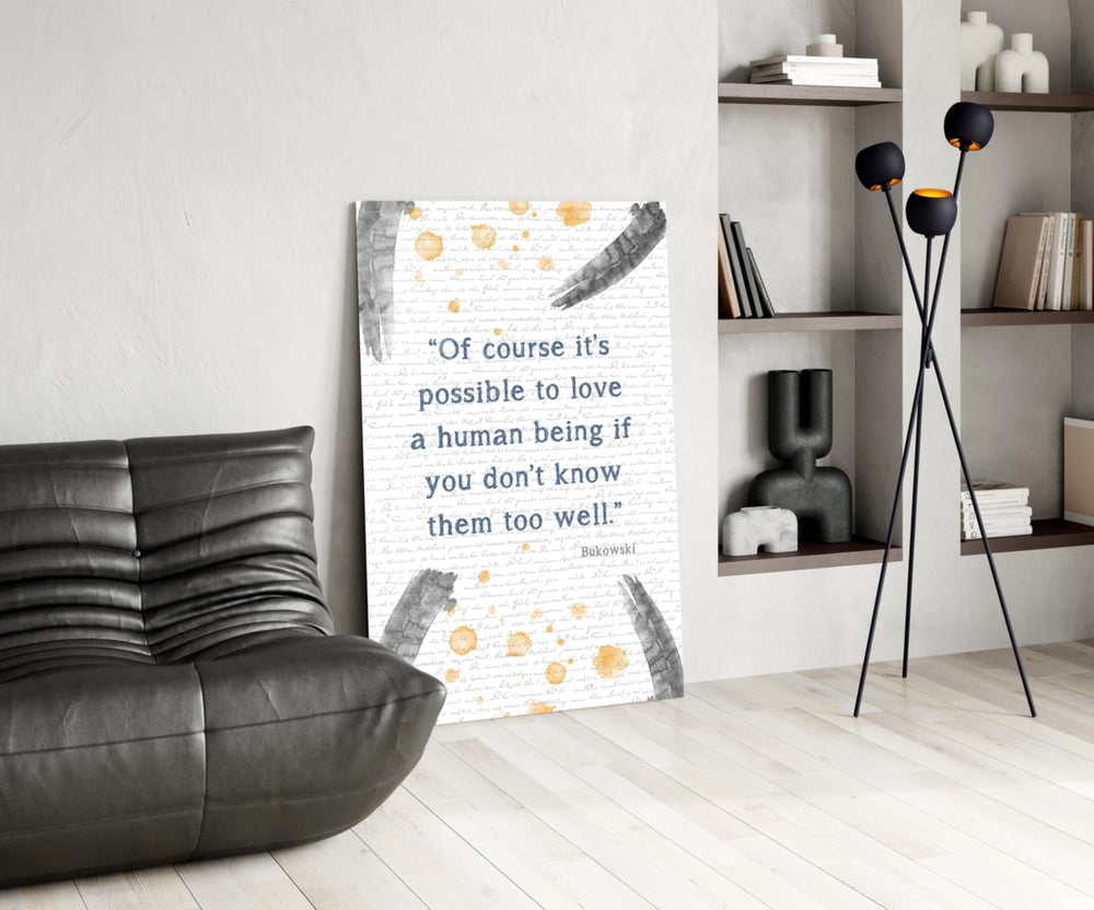 Bukowski Quotes panel adding introspective pulse to a reading nook