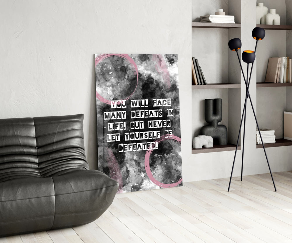 Angelou Words panel adding feminine drama to a powder room