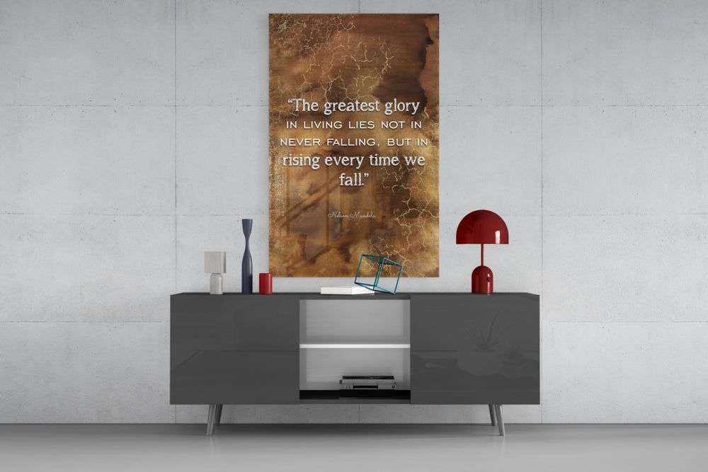 Mandela Quotes panel catching soft light to reveal its gilded crackle