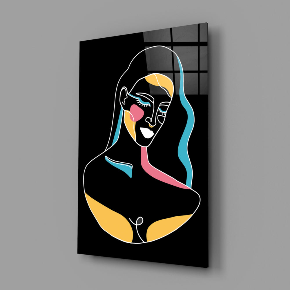Single-line-woman panel bringing editorial spark to a contemporary living space