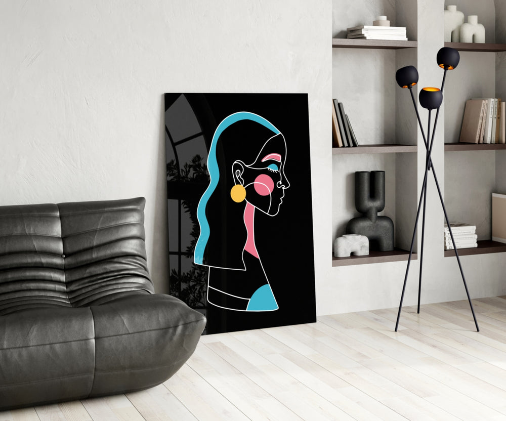 Abstract Colorful Portrait panel adding contemporary mood to a dressing area