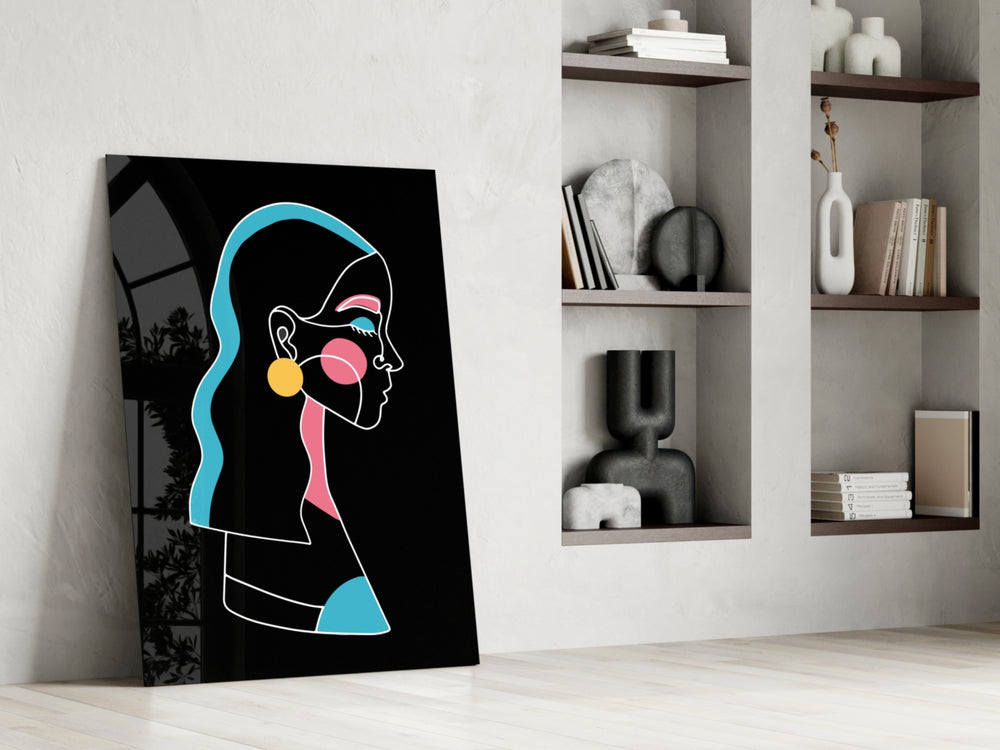 Abstract Colorful Portrait glass print enhancing a teen room with creative spark