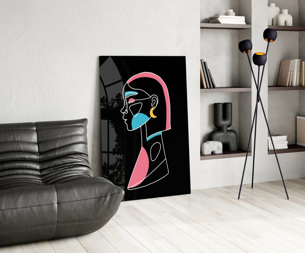 Abstract Colorful Portrait panel adding contemporary mood to a dressing area
