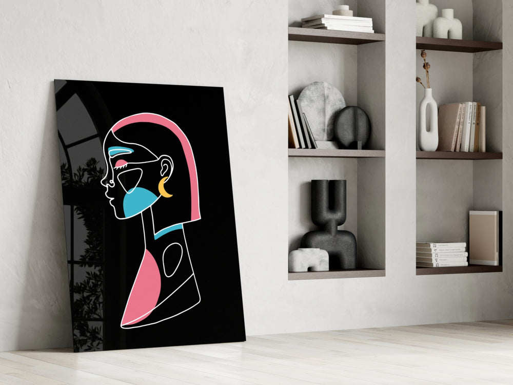 Abstract Colorful Portrait glass print enhancing a teen room with creative spark