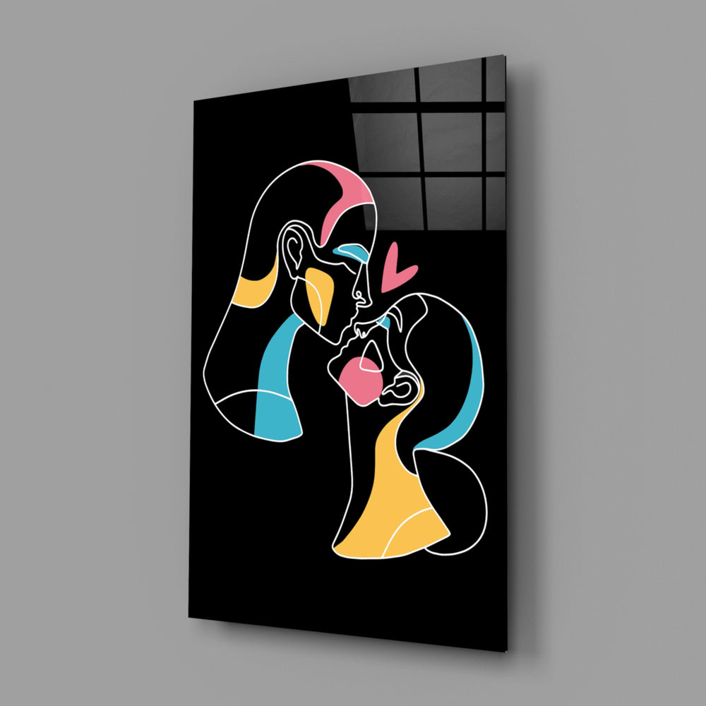 Kissing-couple panel bringing romantic tenderness to a contemporary living space