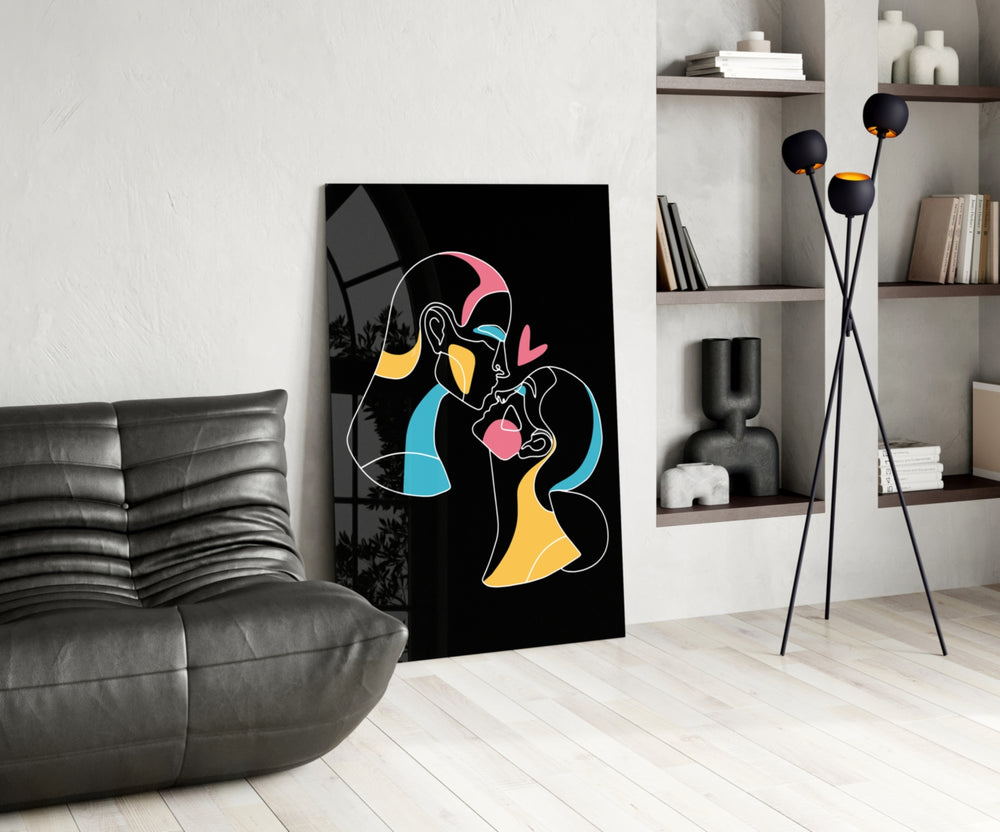 Abstract Colorful Portrait panel adding editorial mood to a dressing area