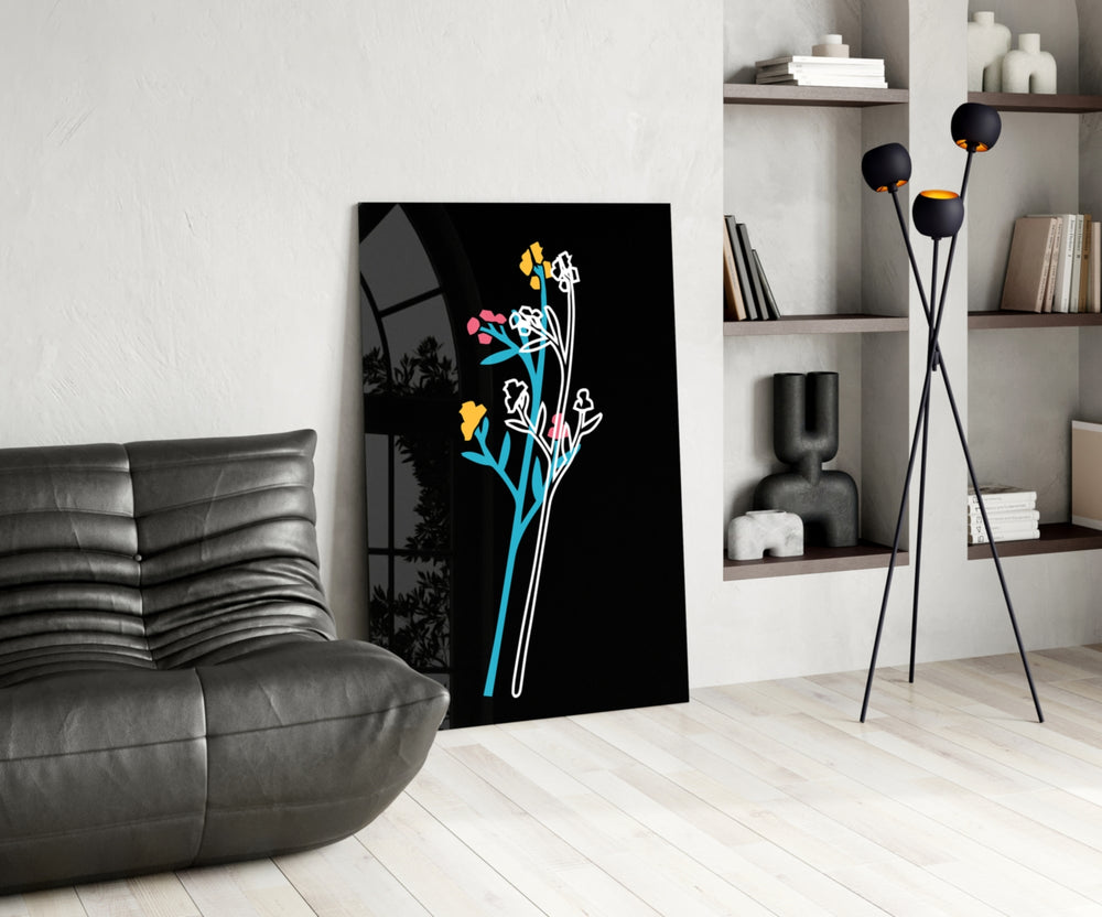 Abstract Colorful Flowers panel adding cheerful focal point to a kitchen