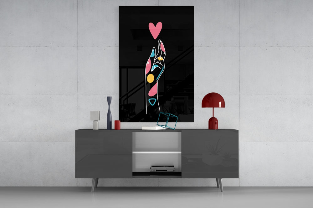Abstract Colorful Hand panel catching gallery light to reveal its tender contour
