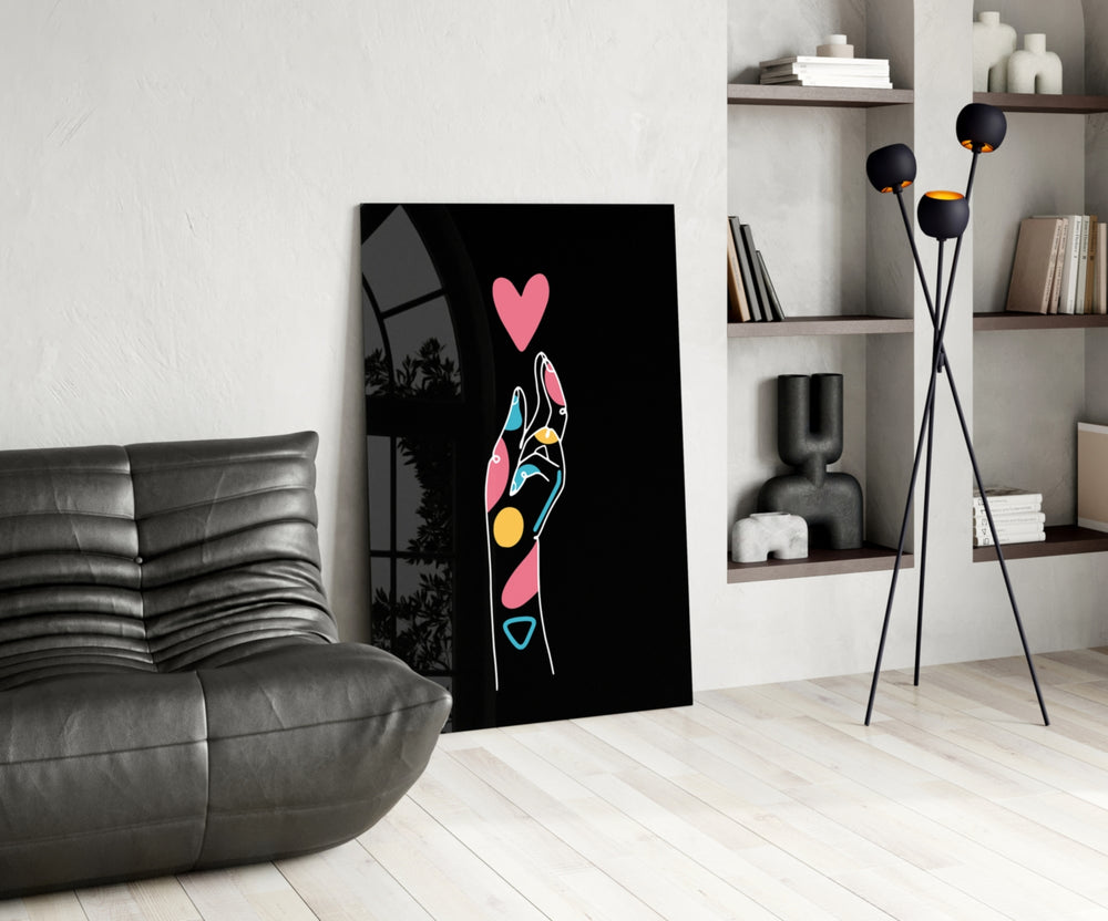Abstract Colorful Hand panel adding editorial mood to a dressing area