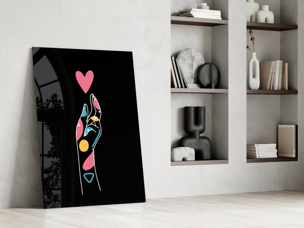 Abstract Colorful Hand glass print enhancing a bedroom with quiet intimacy