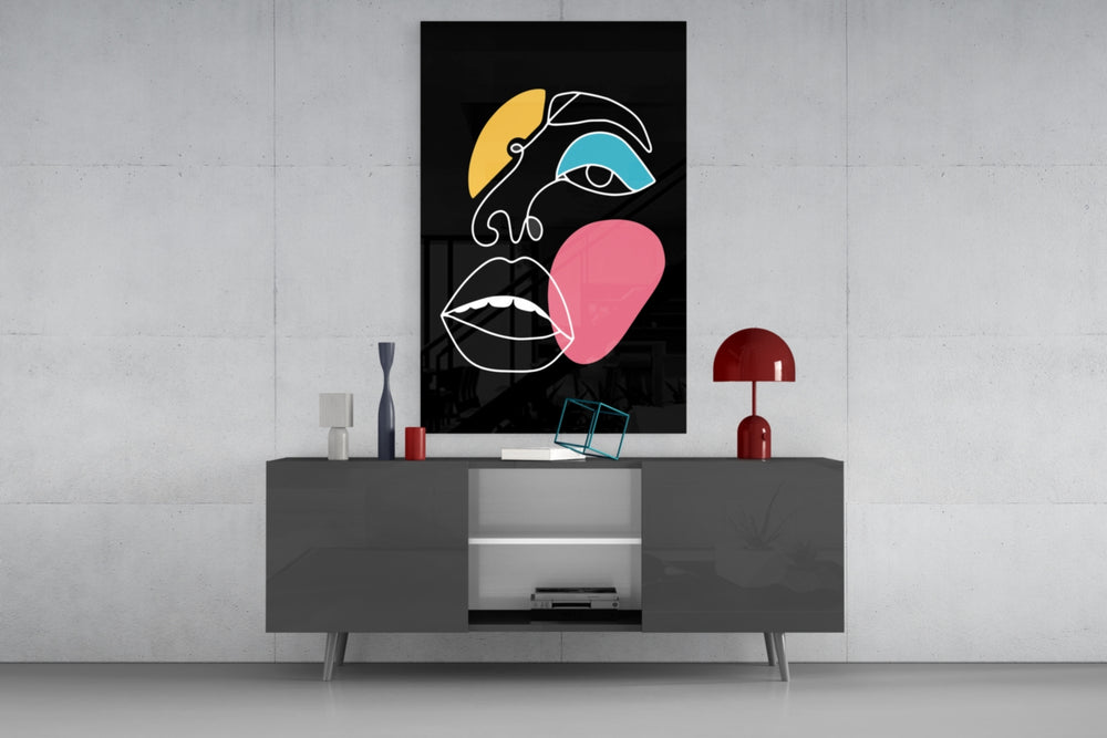 Abstract Colorful Face panel catching gallery light to reveal its bold contour