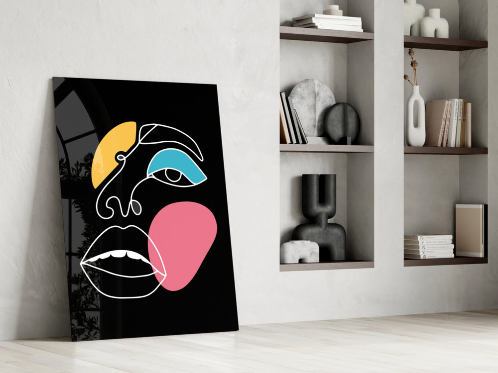 Abstract Colorful Face glass print enhancing a teen room with creative spark