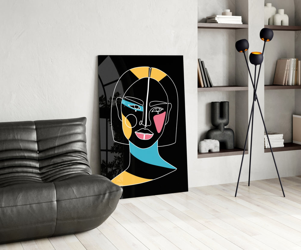 Abstract Colorful Portrait panel adding contemporary mood to a dressing area