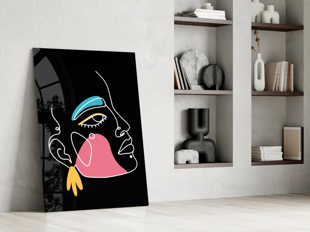Abstract Colorful Portrait glass print enhancing a teen room with creative spark