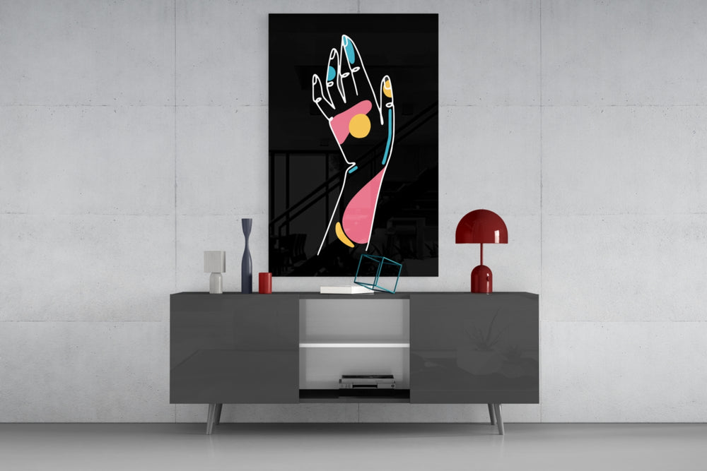 Abstract Colorful Hand panel catching gallery light to reveal its bold contour