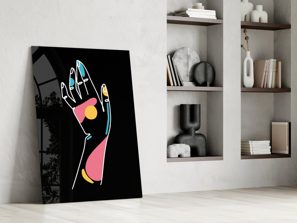 Abstract Colorful Hand glass print enhancing a meditation space with quiet pulse