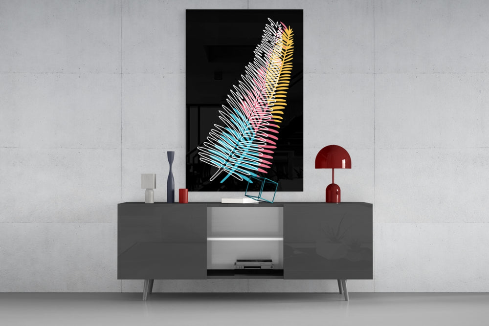 Colorful Fern panel catching gallery light to reveal its bold contour