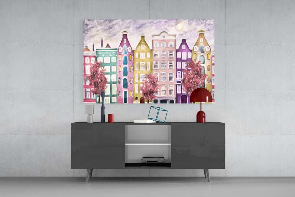 Fairy Tale City panel catching soft light to reveal its painterly strokes