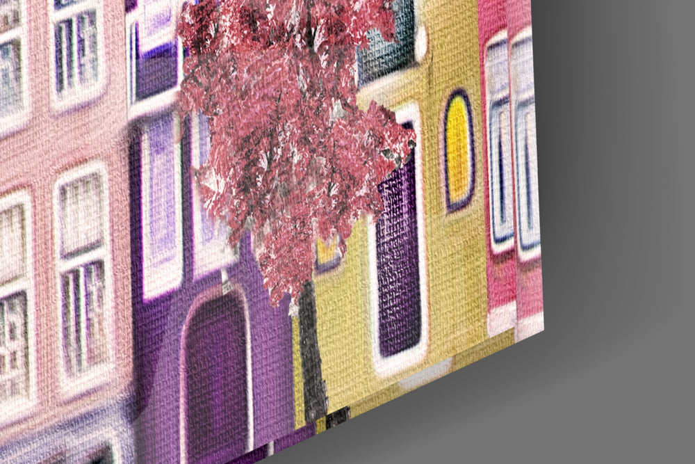 Fairy Tale City artwork anchoring a wall with dreamy cheerful palette