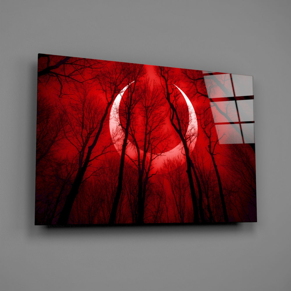 Crimson-moon panel bringing horror drama to a contemporary living space