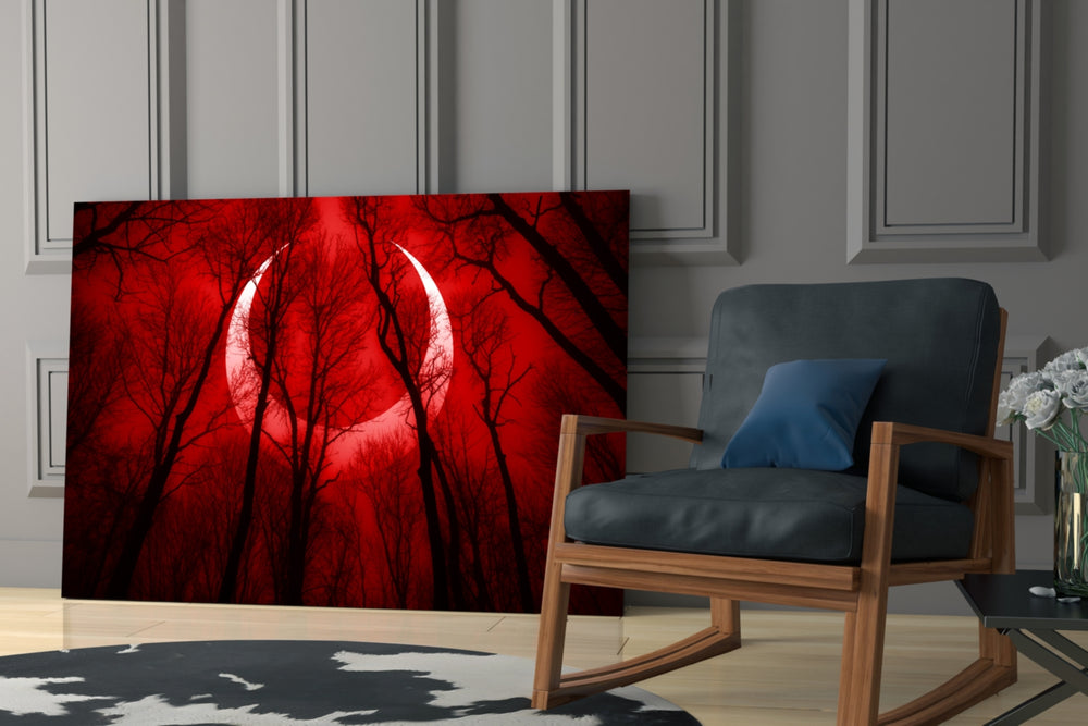 Red Sky glass print enhancing a teen room with goth spirit