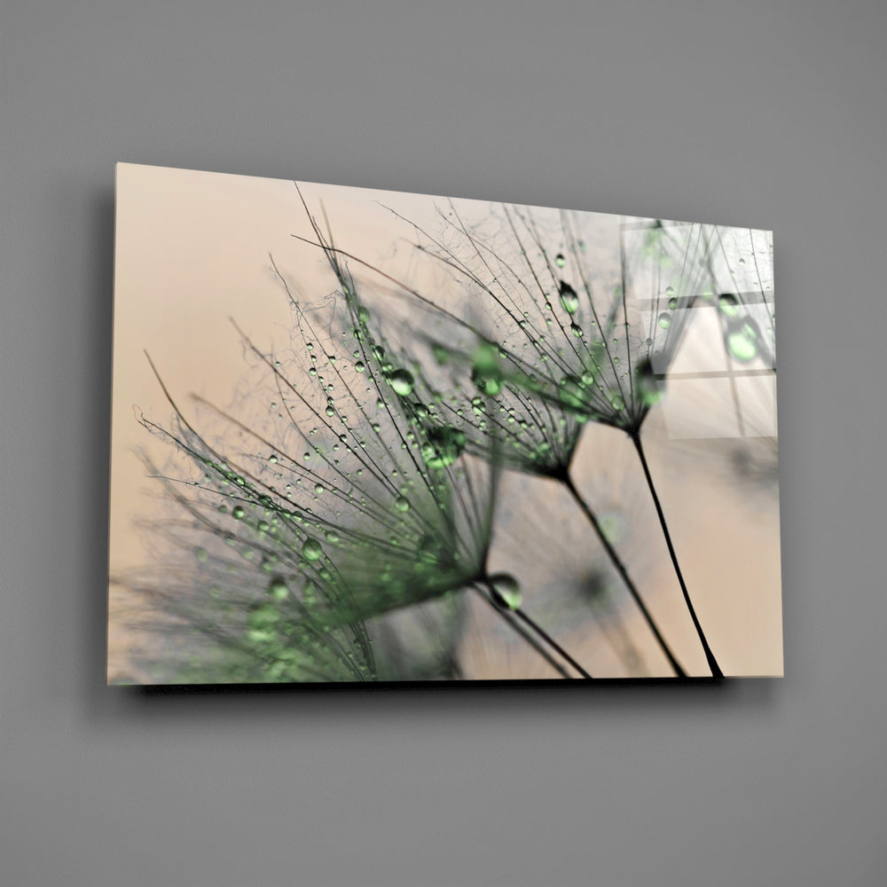 Emerald-dandelion panel bringing biophilic calm to a contemporary living space