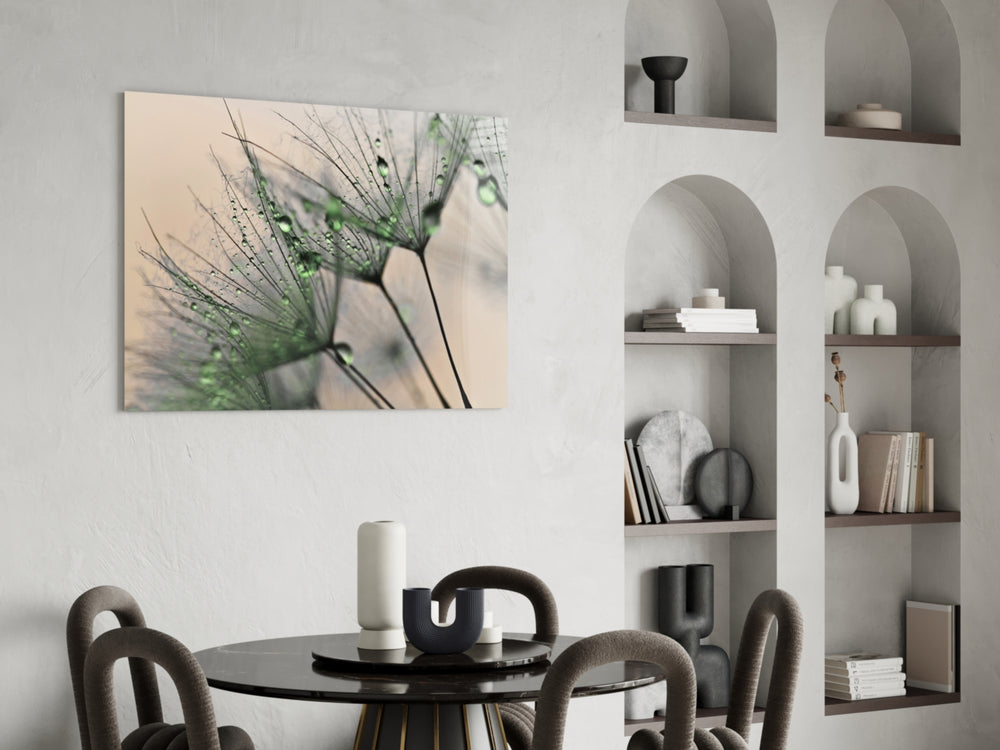 Green Dandelion panel adding serene mood to a bedroom