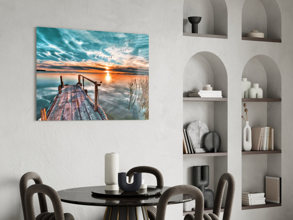 Sunset panel adding cabin warmth to a living room