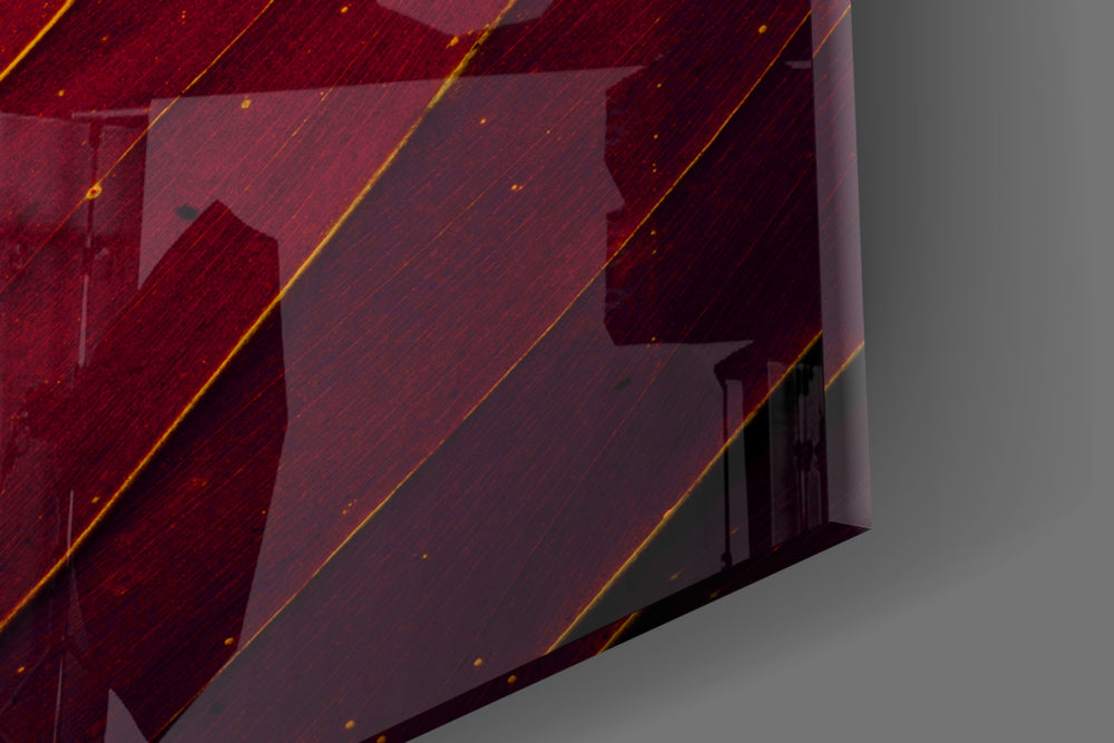 Red Leaf artwork anchoring a wall with moody biophilic palette