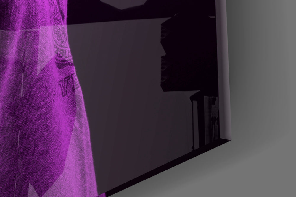Purple Lion Head artwork anchoring a wall with moody conceptual palette