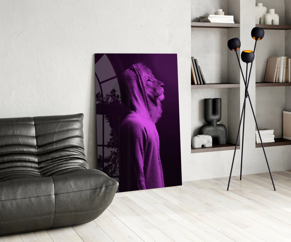 Purple Lion Head panel adding edgy mood to a teen room