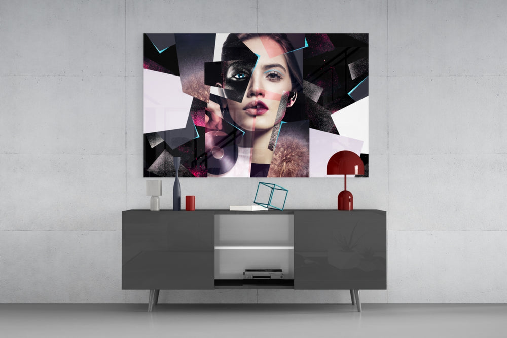 Effect Woman panel catching gallery light to reveal its tactile sparkle