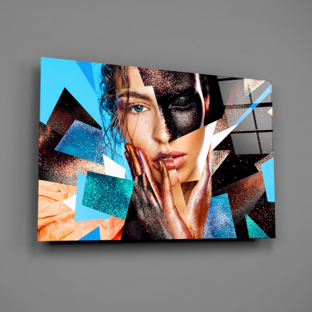 Copper-collage panel bringing editorial drama to a contemporary living space
