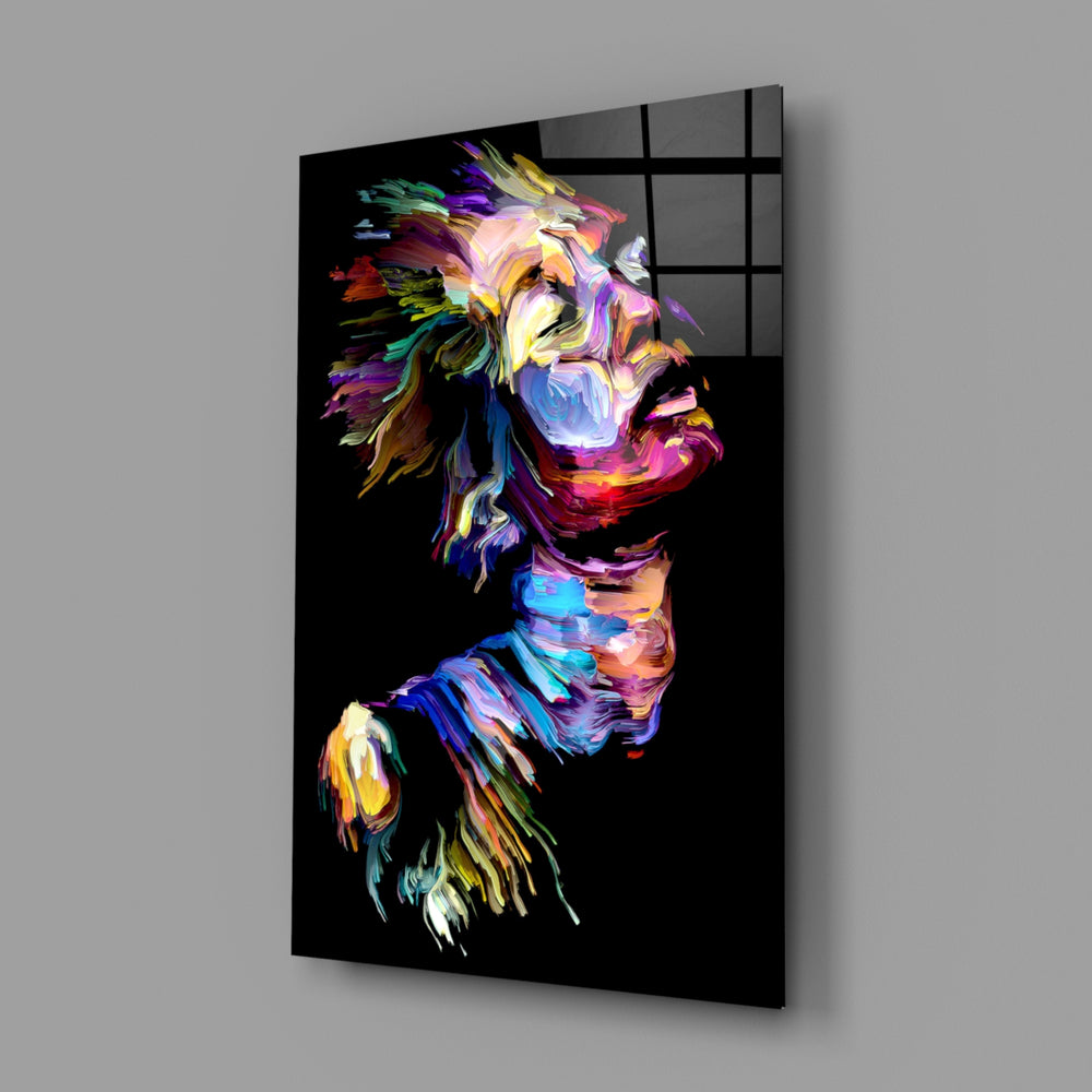 Rainbow-impasto panel bringing expressive drama to a contemporary living space