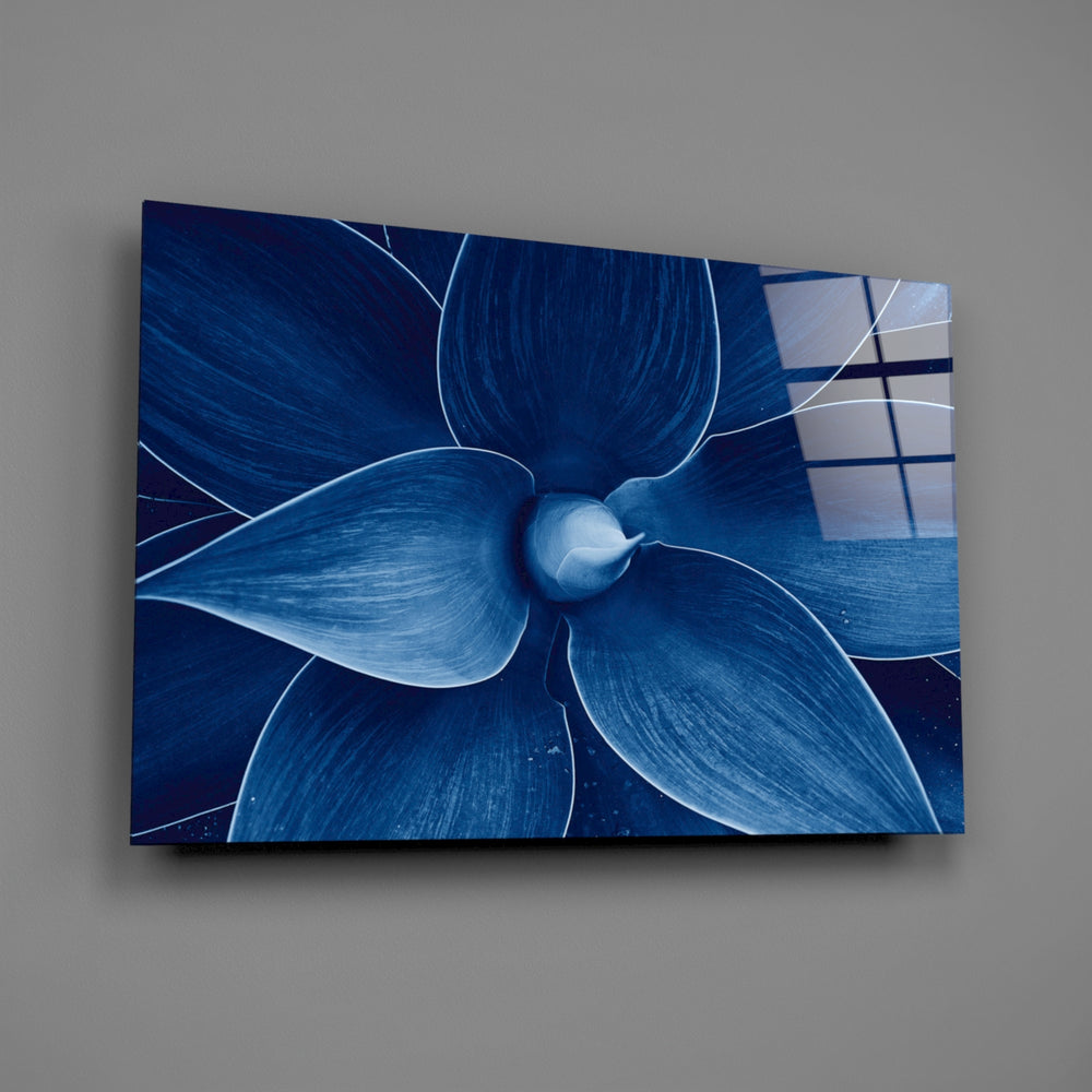Cobalt-agave panel bringing biophilic drama to a contemporary living space