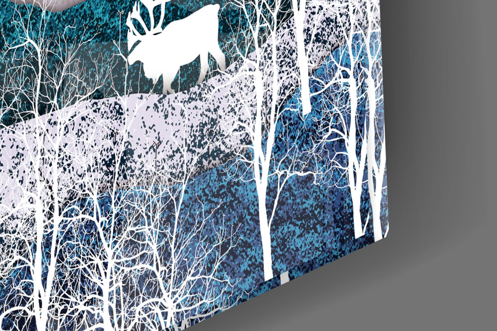 Illustration Landscape artwork anchoring a wall with moody mystical palette