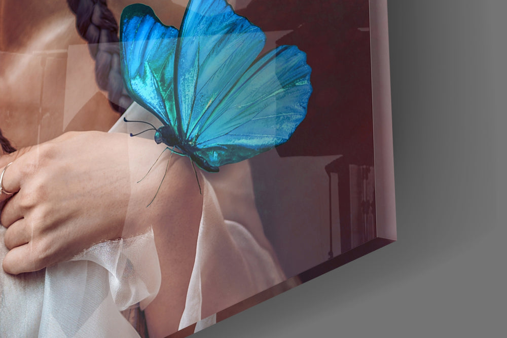 Butterfly Woman artwork anchoring a wall with bold romantic palette