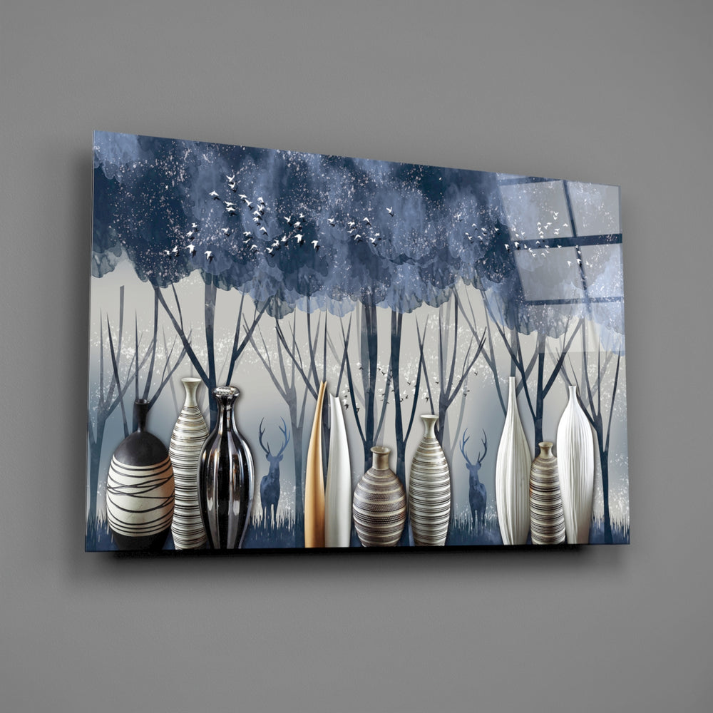 Vase-and-stag panel bringing editorial mood to a contemporary living space