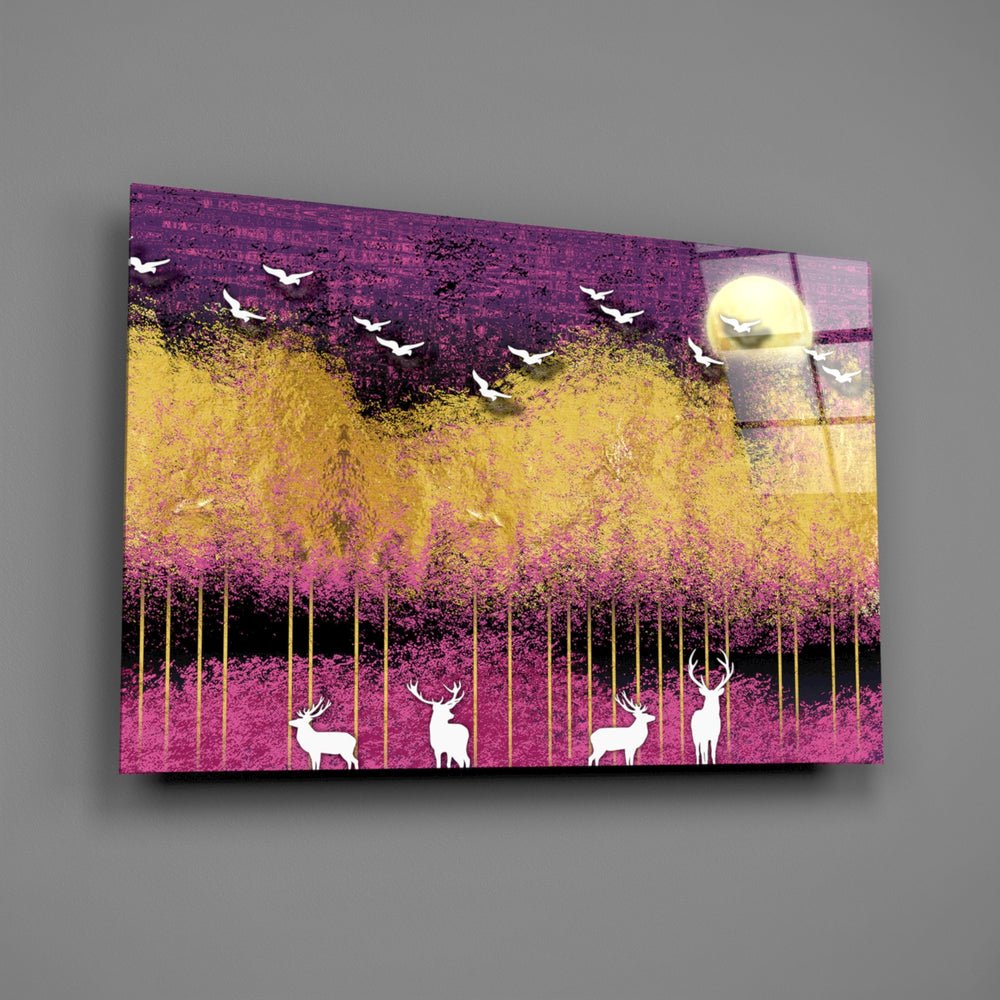 Magenta-stag panel bringing fairy-tale drama to a contemporary living space