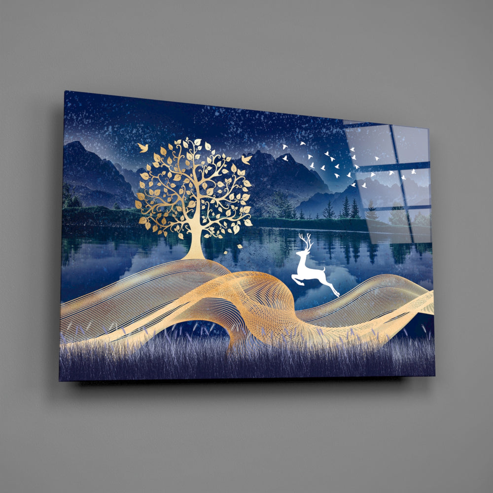 Leaping-stag panel bringing fairy-tale drama to a contemporary living space