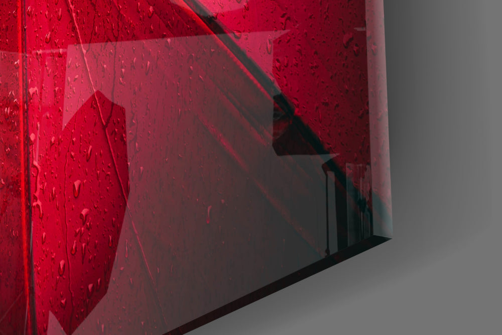 Red Umbrella artwork anchoring a wall with bold romantic palette