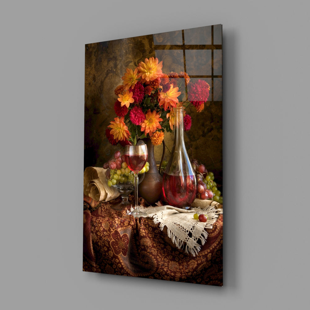 Old-Master-bouquet panel bringing classic warmth to a contemporary living space