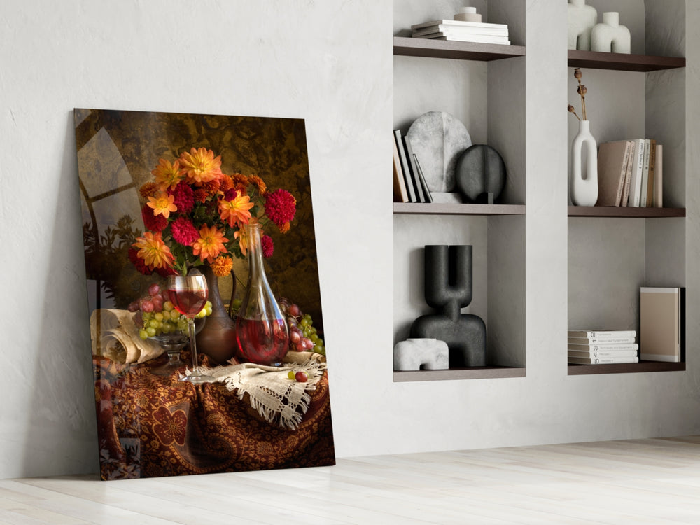 Chalice and Flowers glass print enhancing a foyer with heritage focal point