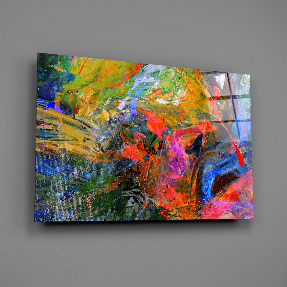 Rainbow-splatter panel bringing kinetic energy to a contemporary living space