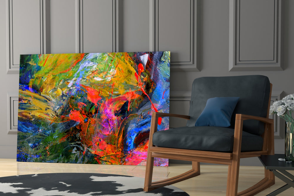 Color Explosion glass print enhancing a child's room with rainbow charm