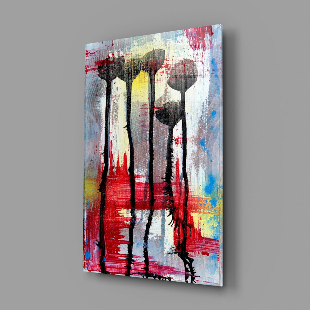 Poppy-silhouette panel bringing painterly drama to a contemporary living space