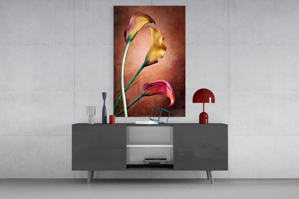 Tulips panel catching soft light to reveal its dimensional petals